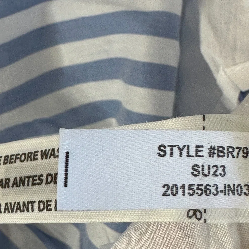 J.Crew Womens Blue White Stripe Babydoll Blouse XS Long Slv Smocked Waist Cotton - Picture 11 of 12